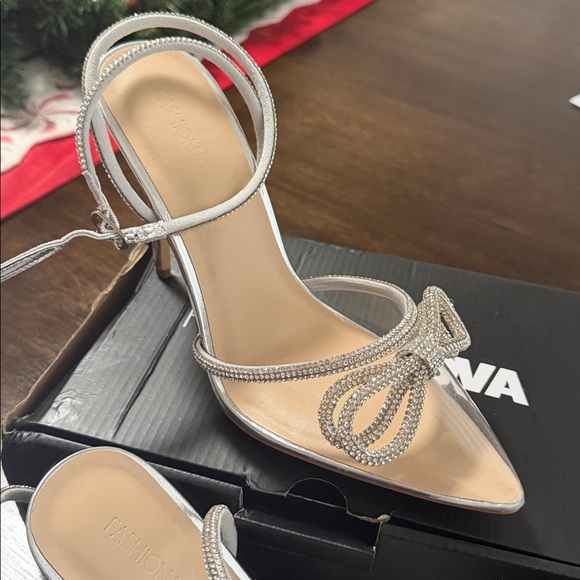 Fashion Nova Silver Strappy Heels - Picture 2 of 3